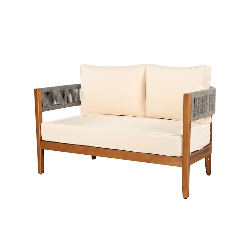 Christopher Knight Home - Evadne Acacia Wood Outdoor 4 Piece Chat Set