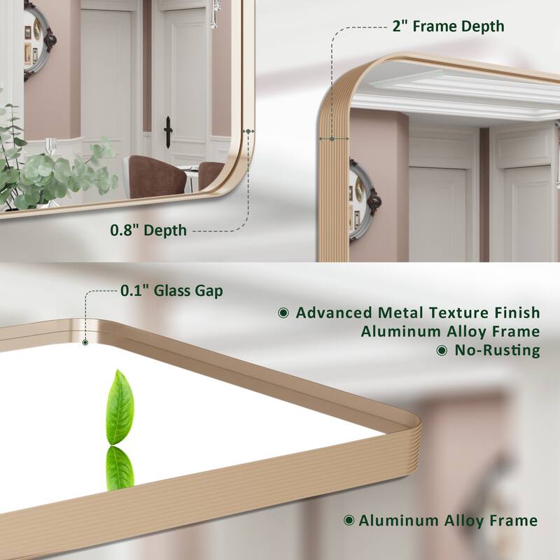 Rectangle Bathroom Mirror for Vanity Wall Mounted Vertical Horizontal Makeup Mirror