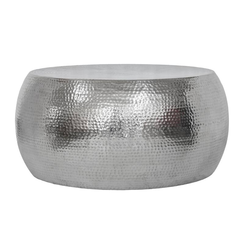 Pasargad Home Eclipse Modern Hand-Forged Coffee Table - W34.5" x D34.5" x H16" - Silver