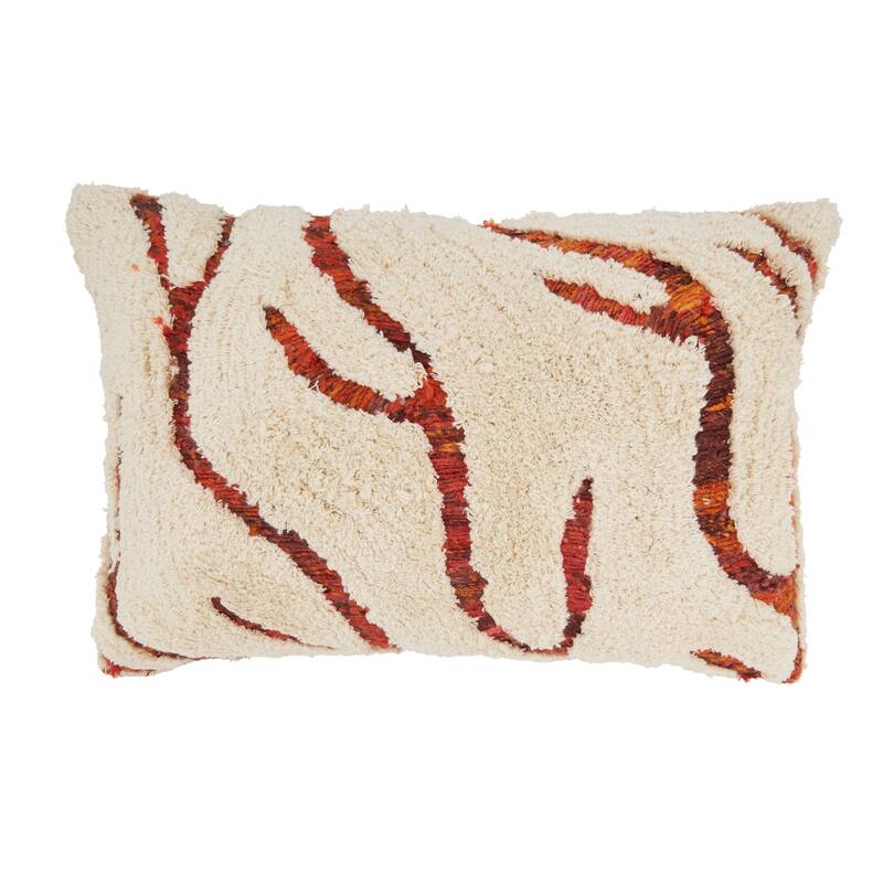 Tufted Symmetry Embroidered Throw Pillow - 16"x24" - Cover Only - Terracotta
