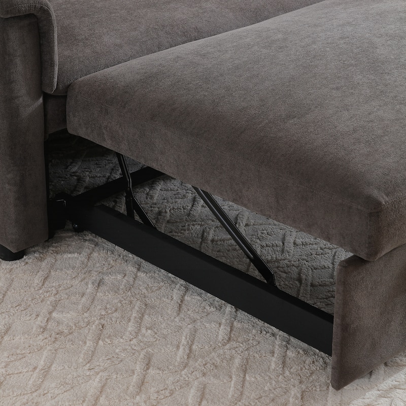 55" Velvet Two Seater Pull Out Sofa Bed, Adjustable Backrest With USB Ports, Two Side Pockets