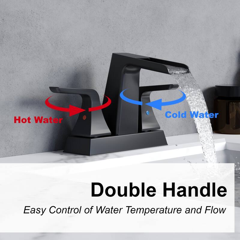 4 in.Centerset 2-Handle Waterfall Spout Bathroom Faucet
