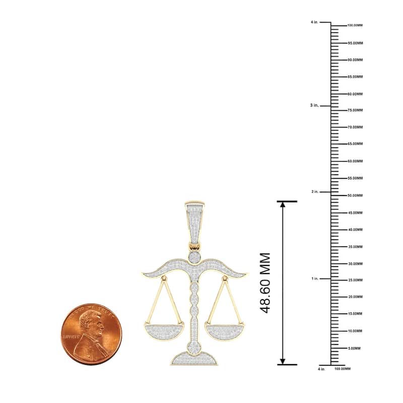 1/2ct TDW Diamond Scales of Justice Pendant in 10k Gold for Men