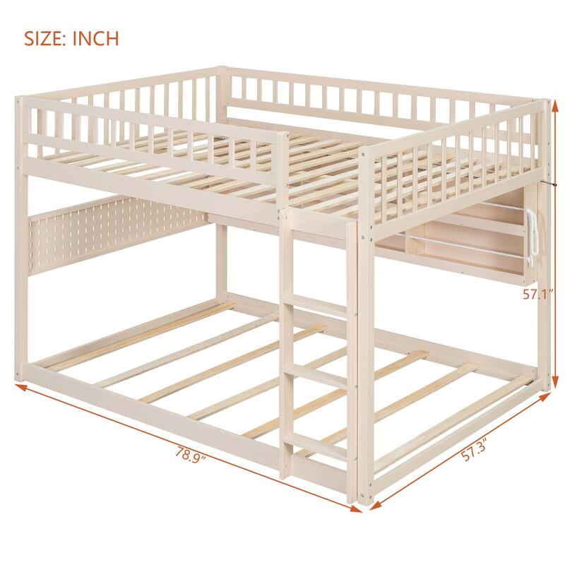 Convertible Bunk Bed with LED Storage Wall & Pegboard by Harper&Bright Designs