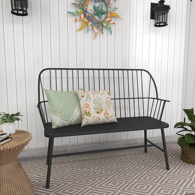 Iron Traditional Outdoor Bench 38 x 48 x 19