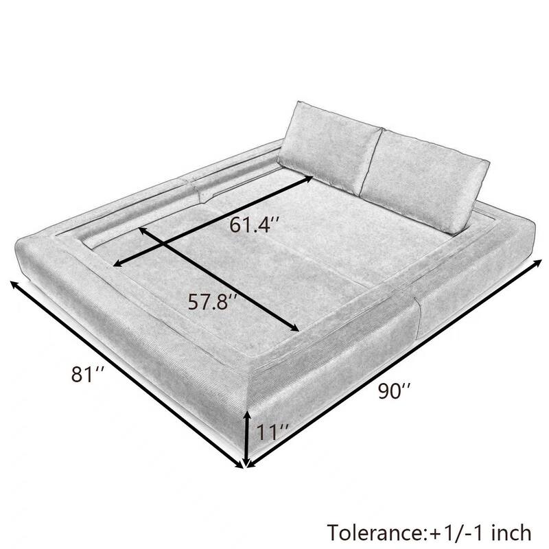 Anmytek 81 Inch Convertible Sofa Bed 3 in 1 Folding Floor Couch Corduroy Sleeper Mattress with Pillows Green
