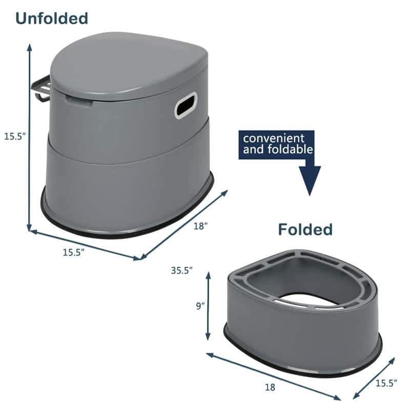 Portable Waterless Toilet with Non-slip Insert Grey Brown White