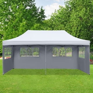 Zenova 10'x20' Pop Up Canopy Tents With 4 Sidewalls Portable Folding 