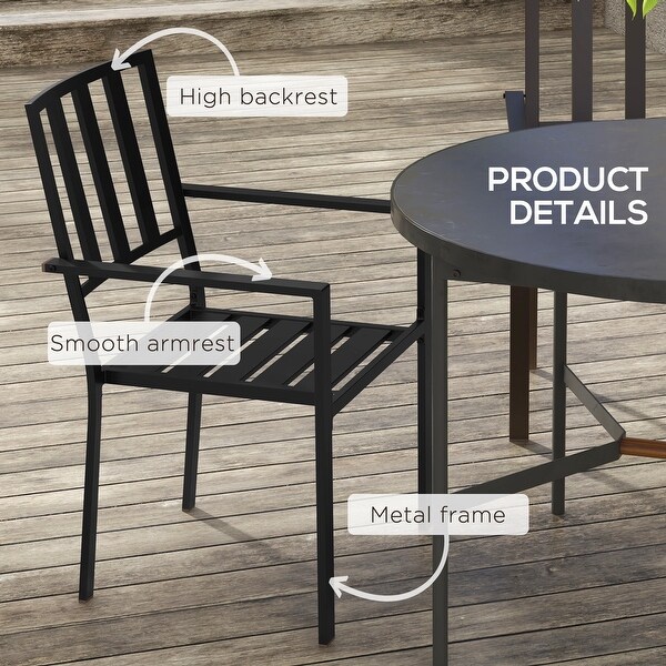 COSTWAY 6PCS Garden Rattan Chairs, Stackable PE Wicker Patio Bistro
