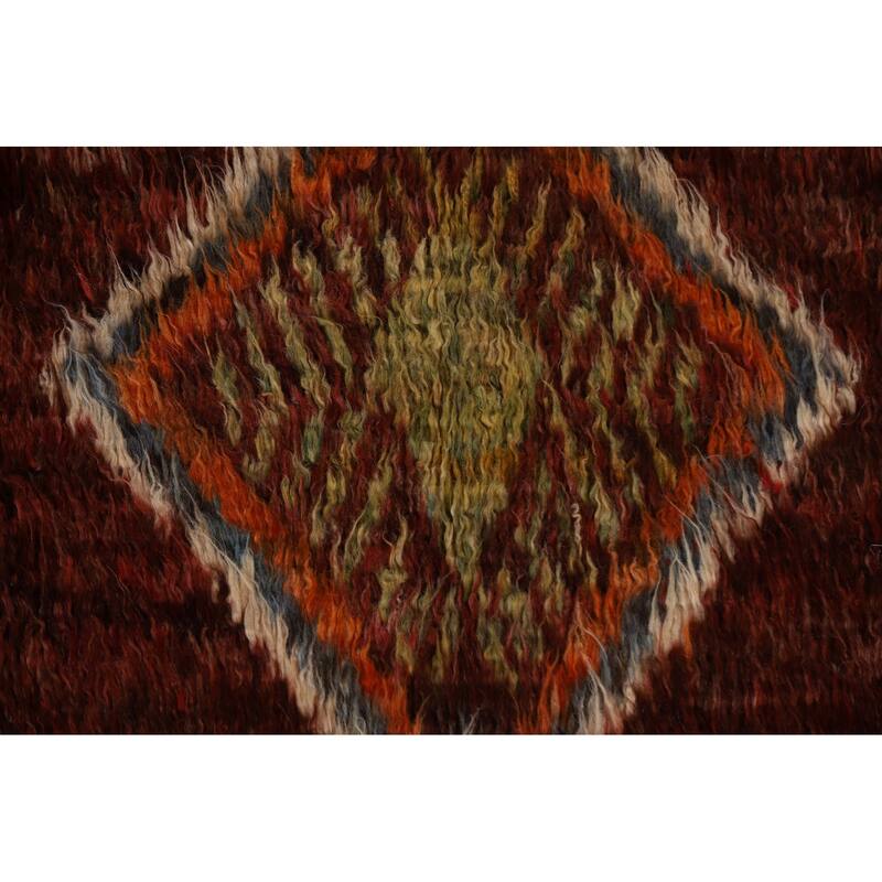 Hand Knotted Oriental 100% Wool Carpet Modern Tribal Red Moroccan Area Rug - 10' 0'' X 6' 9''