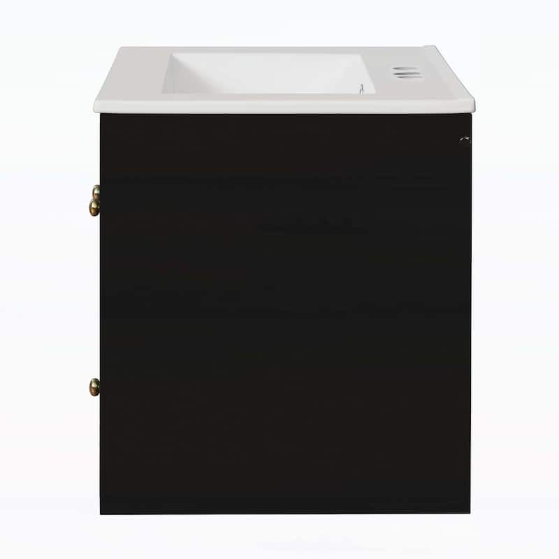Bathroom Cabinet with Ceramic Sink,2 Drawers and 1 Soft-Close Door