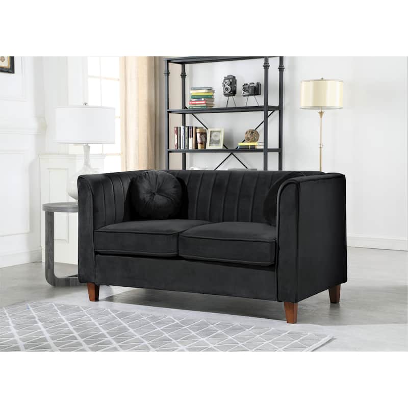 Boton Chesterfield Loveseat - Black
