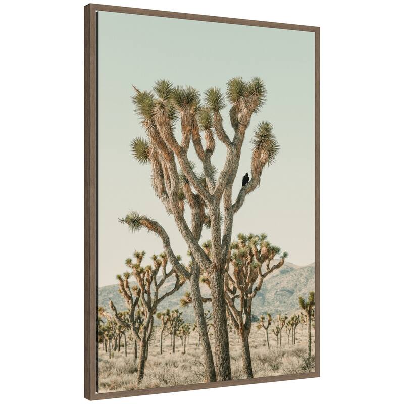 Kate and Laurel Joshua Tree With Crow by Alicia Bock Framed Canvas Wall Art Print - 23 x 33