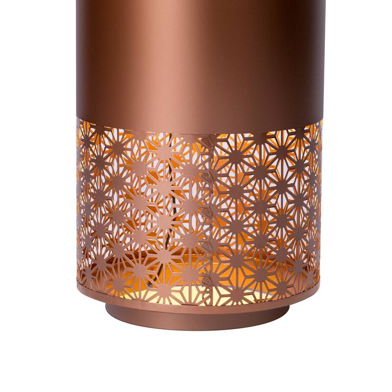 Anmytek Freestanding Outdoor Water Fountain with LED Lights Metal Candle Style Brown Backyard Garden Decor