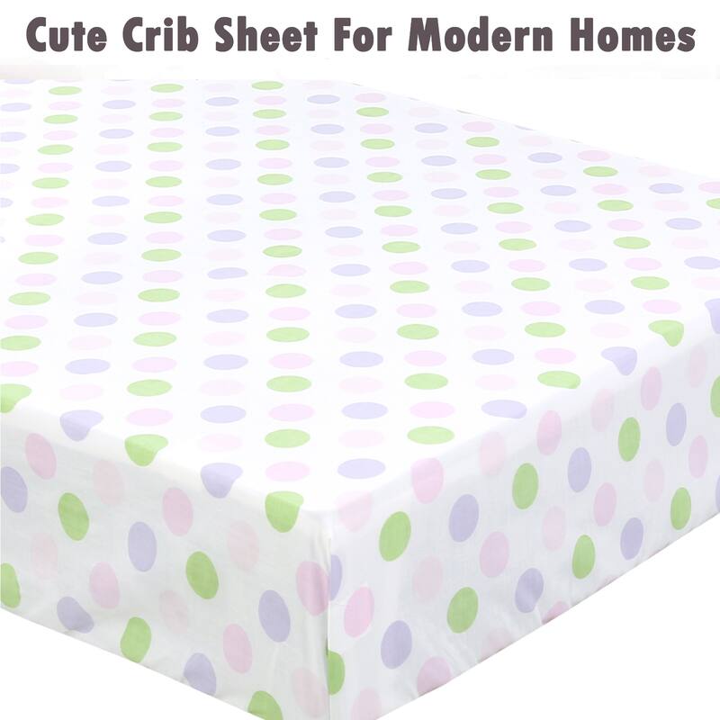 Princess Flower Butterfly Ladybug Animals Dot Girls Pink Purple Cotton Toddler/Baby Crib Child Fitted Sheet Set (Pack of 3)