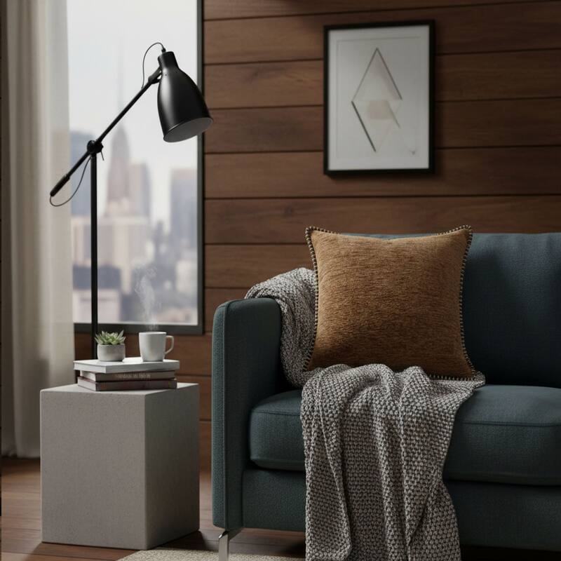 Textured Throw Pillow with Stitched Contrast Edge Set of 2