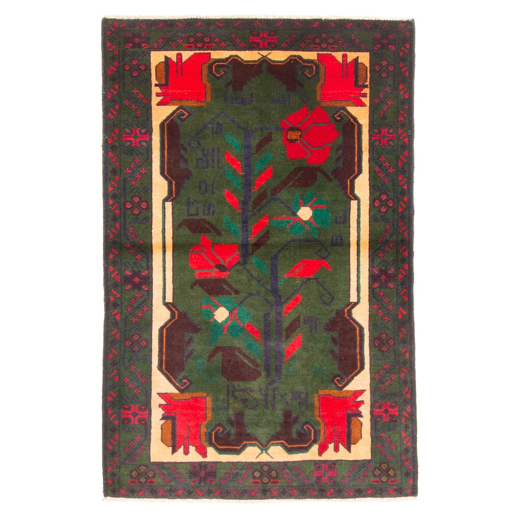 ECARPETGALLERY Hand-knotted Teimani Dark Green Wool Rug - 2'9 x 4'4