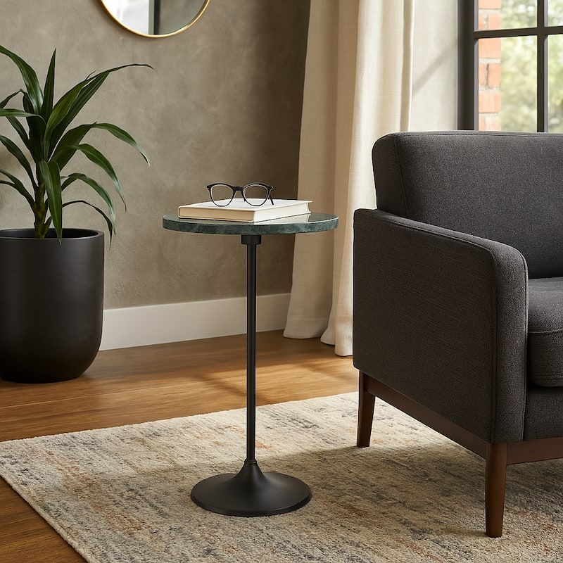Modern Small Accent End Table with Metal Base - 27"