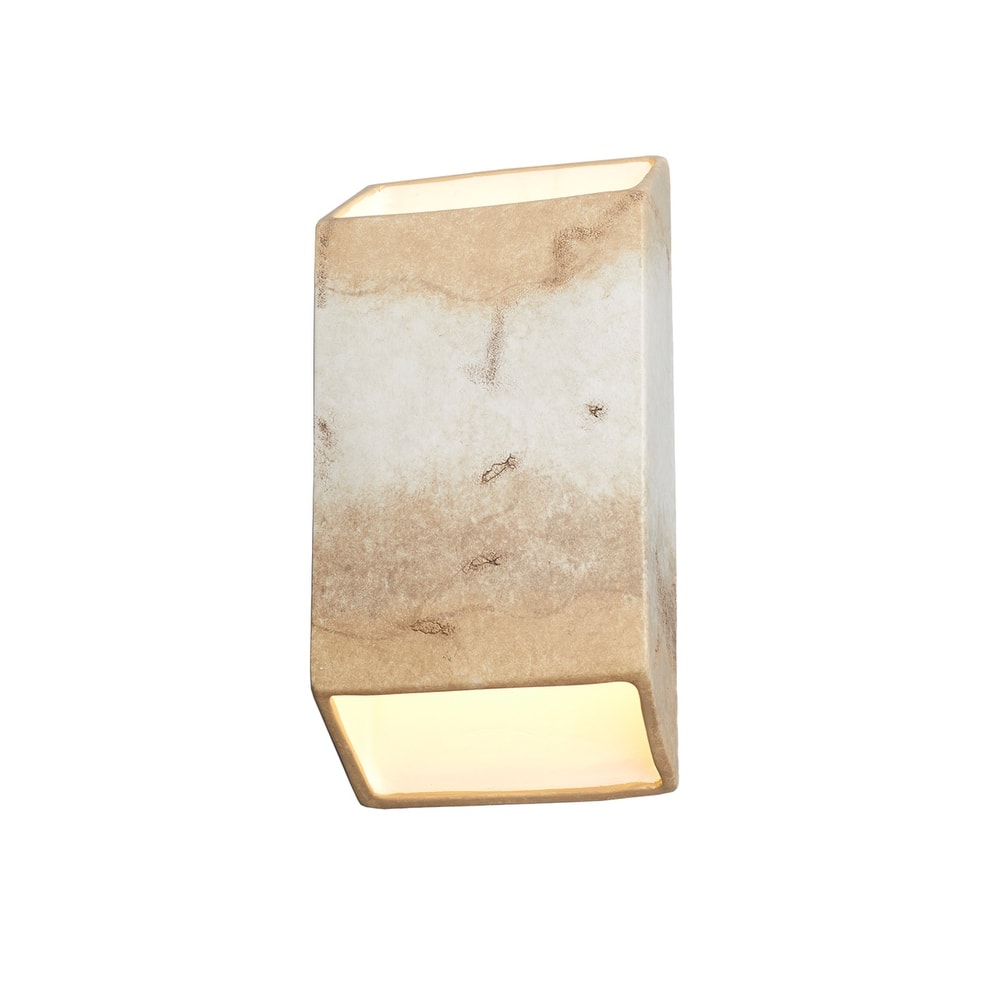 Justice Design Group Ambiance ADA Outdoor Large Ceramic Tapered Rectangle Wall Sconce with Open Top & Bottom