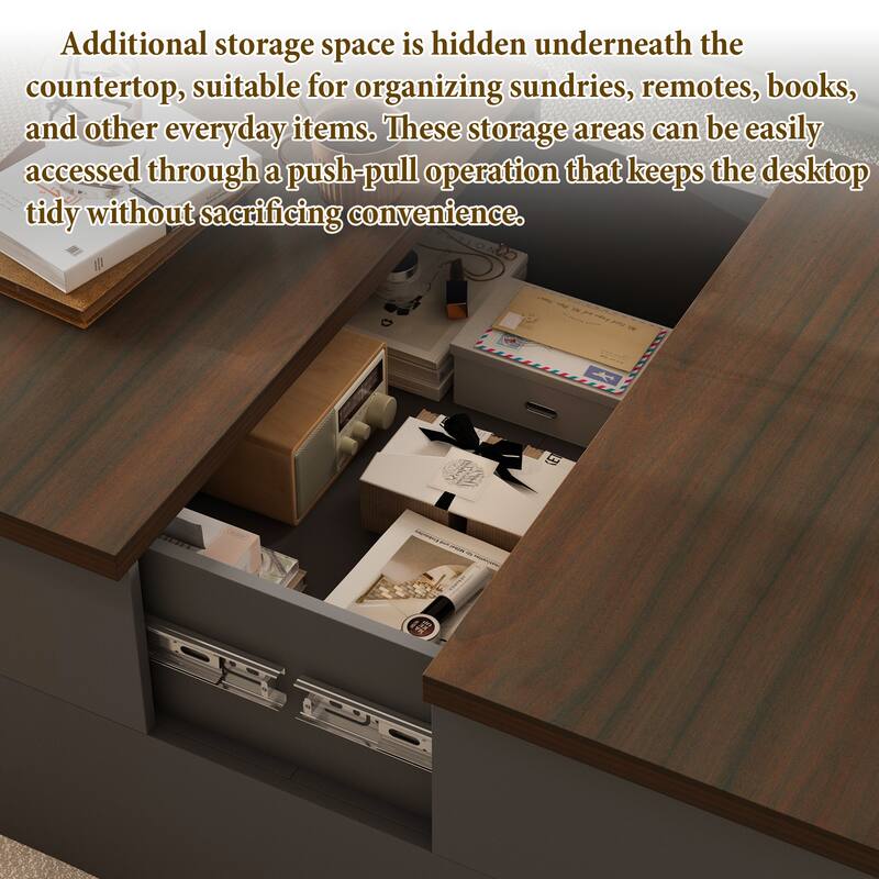 Aesthetic and Practical Coffee Table: Warm - toned Top and Ample Storage Space