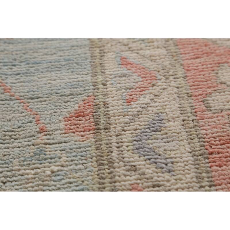 Hand Knotted Oriental 100% Wool Carpet Transitional All-Over Navy Blue & Blues Oushak Area Rug - 12' 0'' X 9' 0''