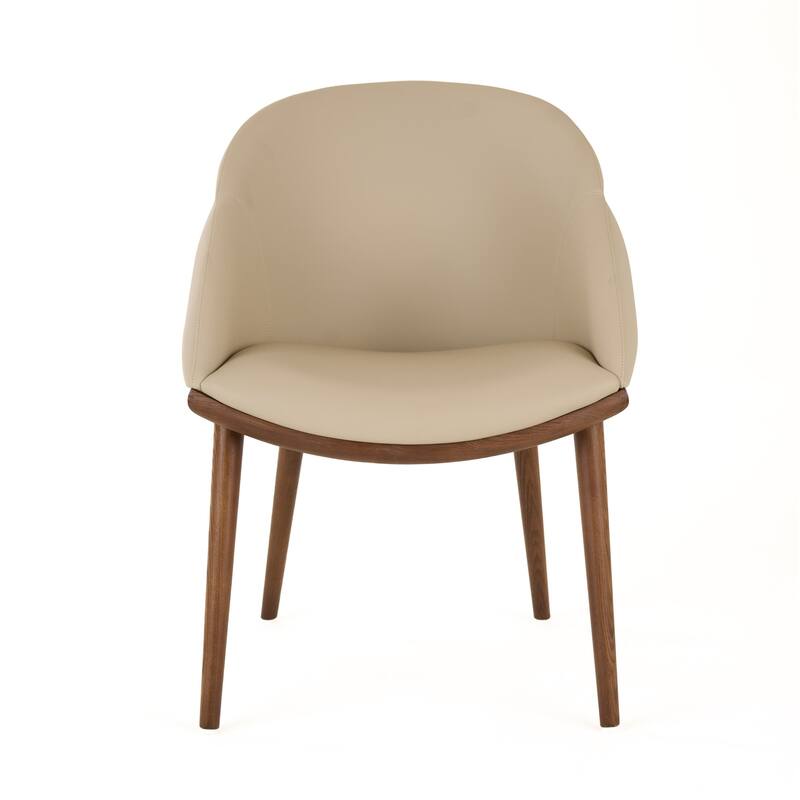 Modrest Michael Mid-Century Modern Beige Vegan Leather & Walnut Dining Chair