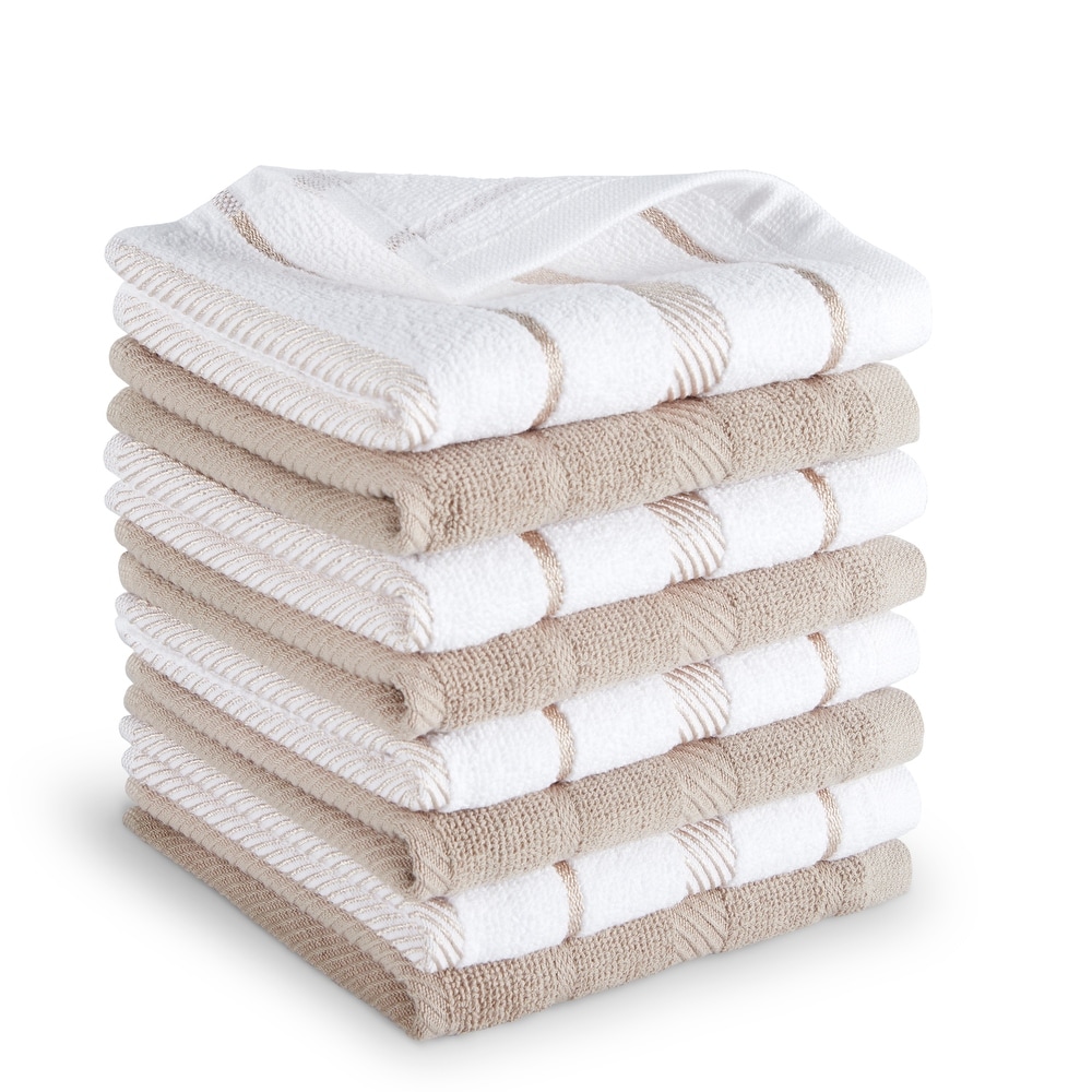 TAUPE Boho Original Designs on Tea Towel Flour Sack Bright White