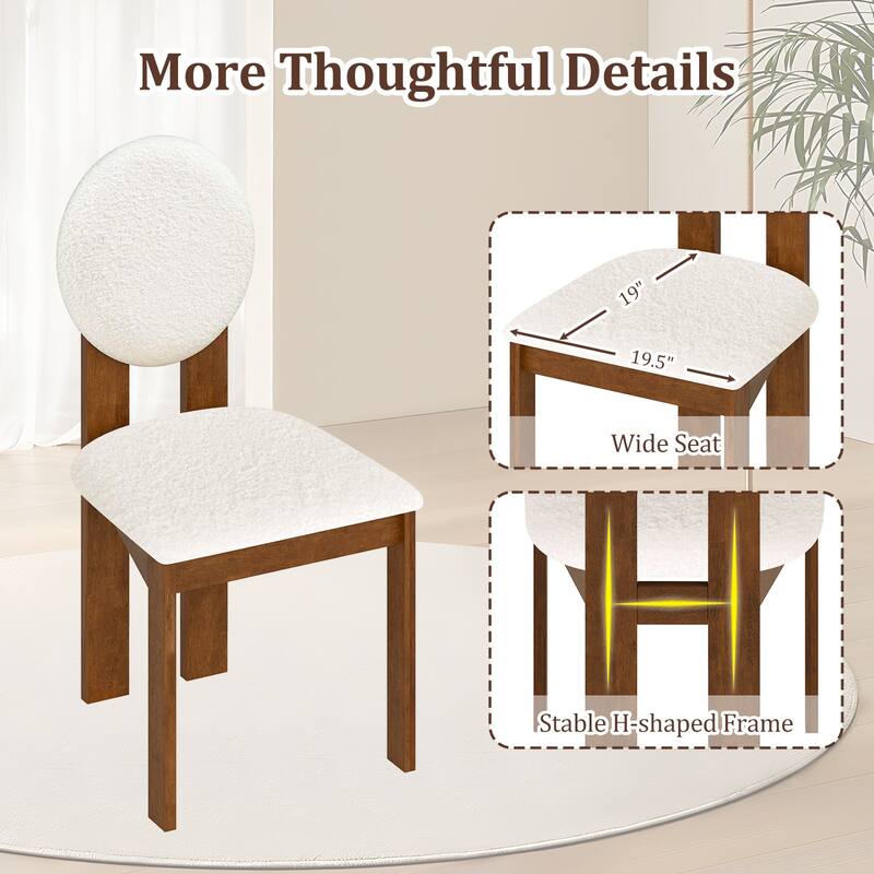 Gymax 4PCS Dining Chairs Upholstered Sherpa Fabric Kitchen Chairs w/