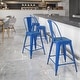 preview thumbnail 34 of 97, 24'' High Metal Indoor-Outdoor Counter Height Stool with Back Blue