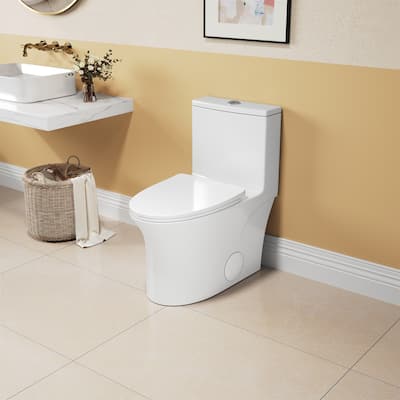 Elongated One-Piece Toilet with Soft-Close Seat