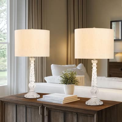 Linen Shade Resin Table Lamp (Set of 2)