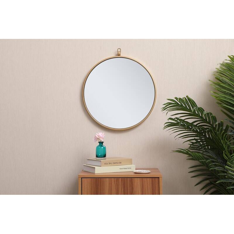 Carson Carrington Labbemala Metal Framed Round Wall Mirror - 18" Diameter - Brass