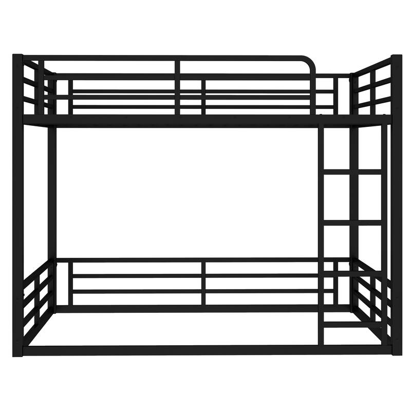 Roomfitters Metal Twin/Full Floor Bunk Bed Frame, Heavy-Duty Noise-Reduced Design, Black