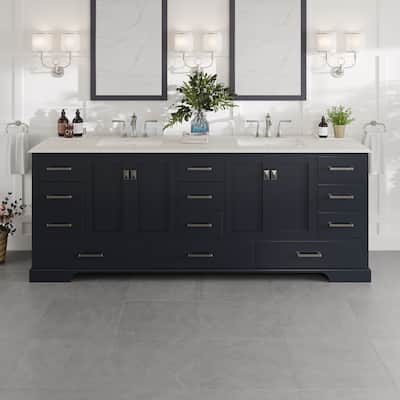 Eviva Storehouse 84"W Bath Vanity with Carrara Quartz Countertop