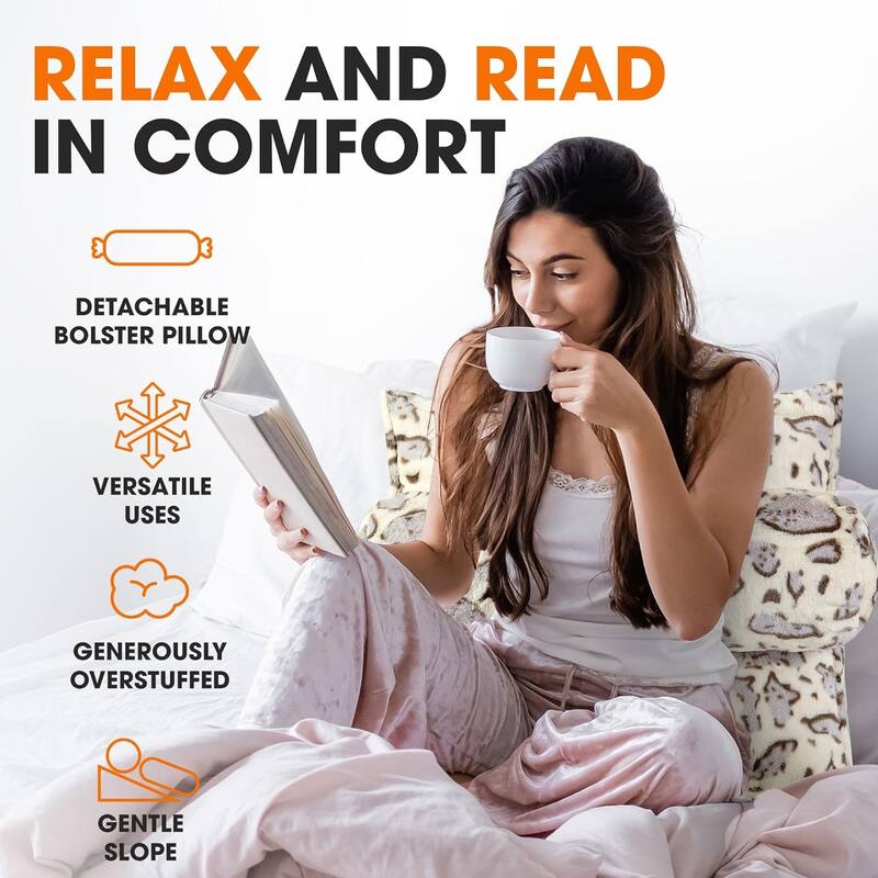 Cheer Collection Wedge Shaped Reading and TV Pillow with Adjustable Neck Pillow