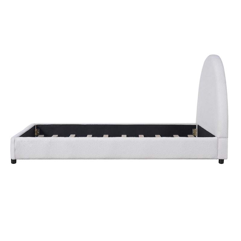 Christopher Knight Home - Luis Boucle Upholstered Bed Frame with Half-Round Headboard