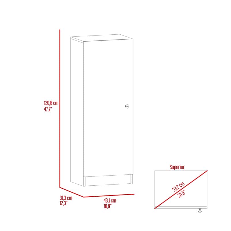 Single Door Pantry Storage Cabinet with Four Interior Shelves