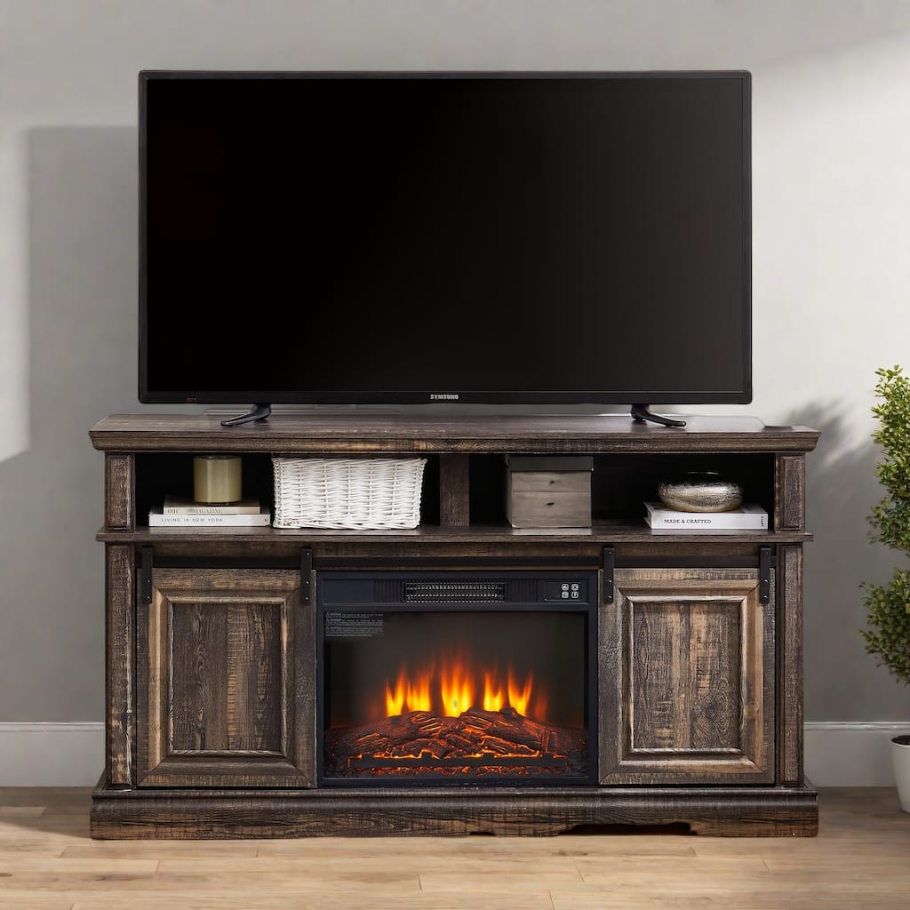 58.11" Fireplace TV Stand with 4 Cable Cutouts and Multifunctional Storage - Fits 65" TVs