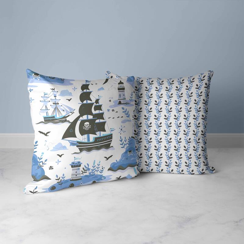 Treasure Island Faux Suede Reversible Throw Pillow Black and Blue