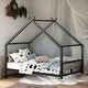 preview thumbnail 7 of 8, 2 Size Metal House Bed with Metal Frame Playhouse Design for Kids Full