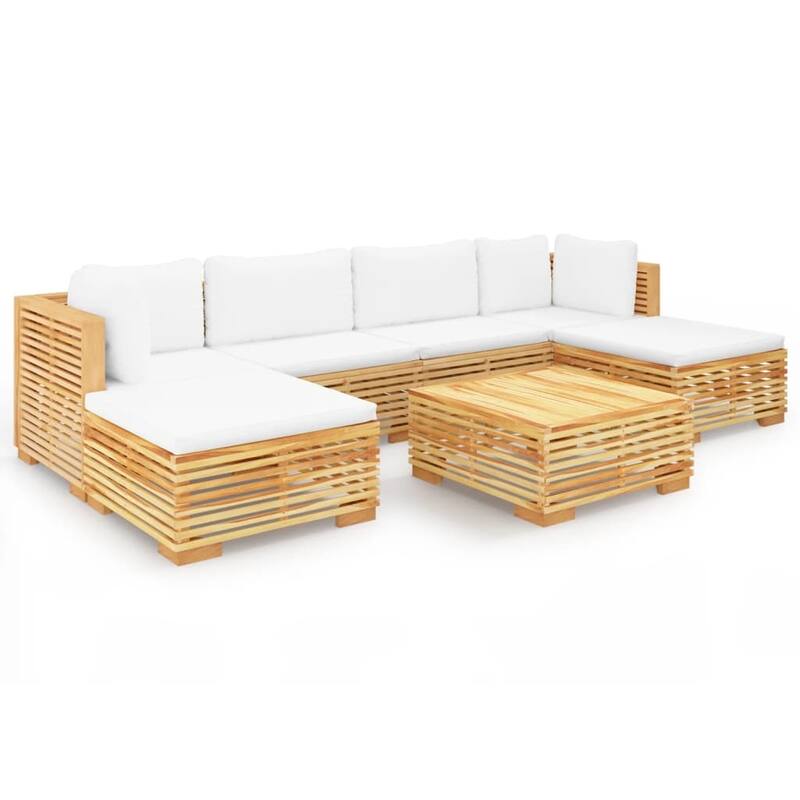 vidaXL 3 Piece Patio Lounge Set with Cushions Solid Wood Teak - 27.4" x 27.4" x 23.6"