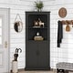 preview thumbnail 2 of 26, GDFStudio - Tall Corner Cabinet with Doors and Open Shelves, Space-Saving Storage Cabinet Black