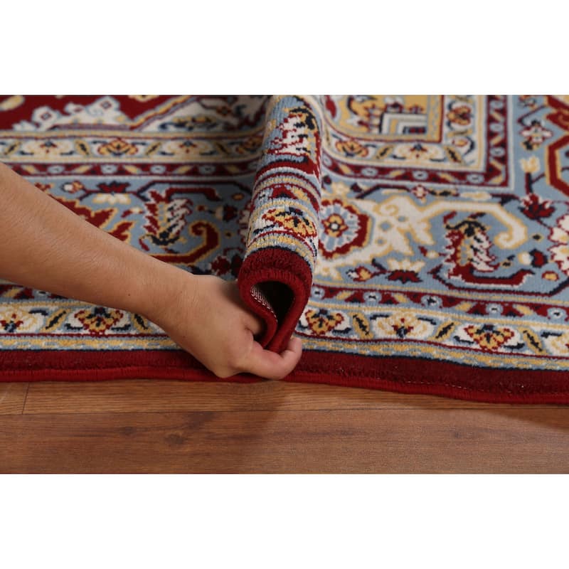 Geometric Red Tabriz Turkish Area Rug Machine Made Carpet - 6'4" x 9'10"