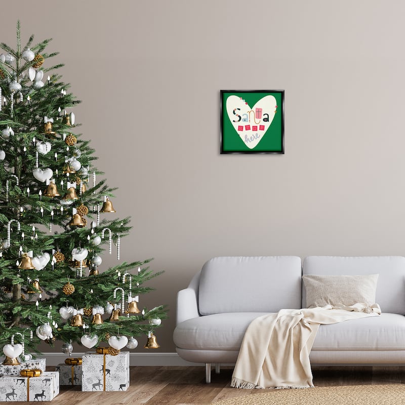 Stupell Santa Stop Here Heart Framed Floater Canvas Wall Art Design By Sazerelli Designs