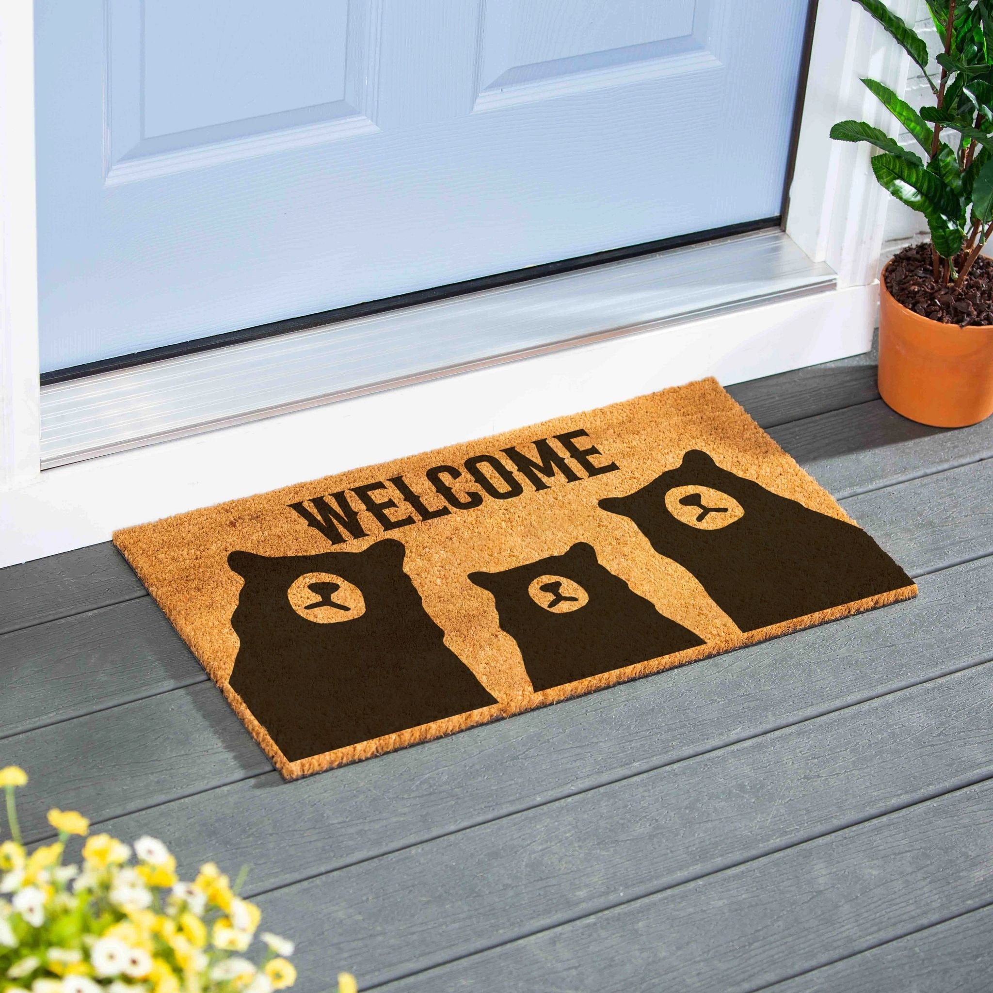 Bear Trio Coir Door Mat, "Welcome", 28" x 16" - 28" x 16"