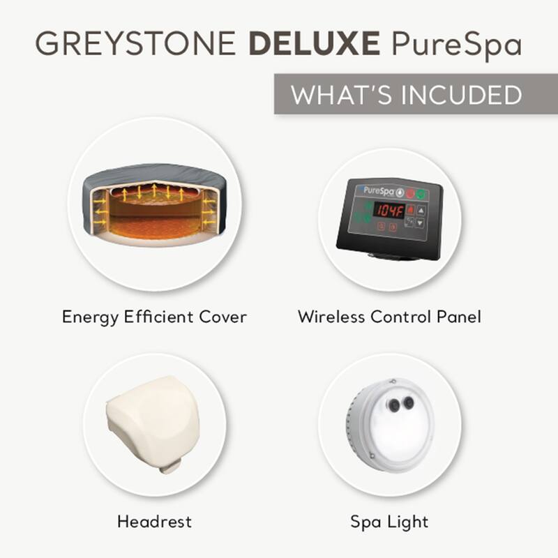 Intex 28449EP PureSpa Plus Greystone Inflatable Square Hot Tub Spa, 83 x 28"
