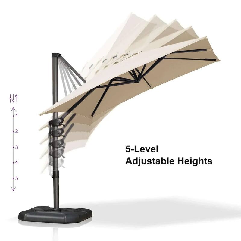 PURPLE LEAF 8 ft Square 360 Degree Rotation Patio Cantilever Umbrella