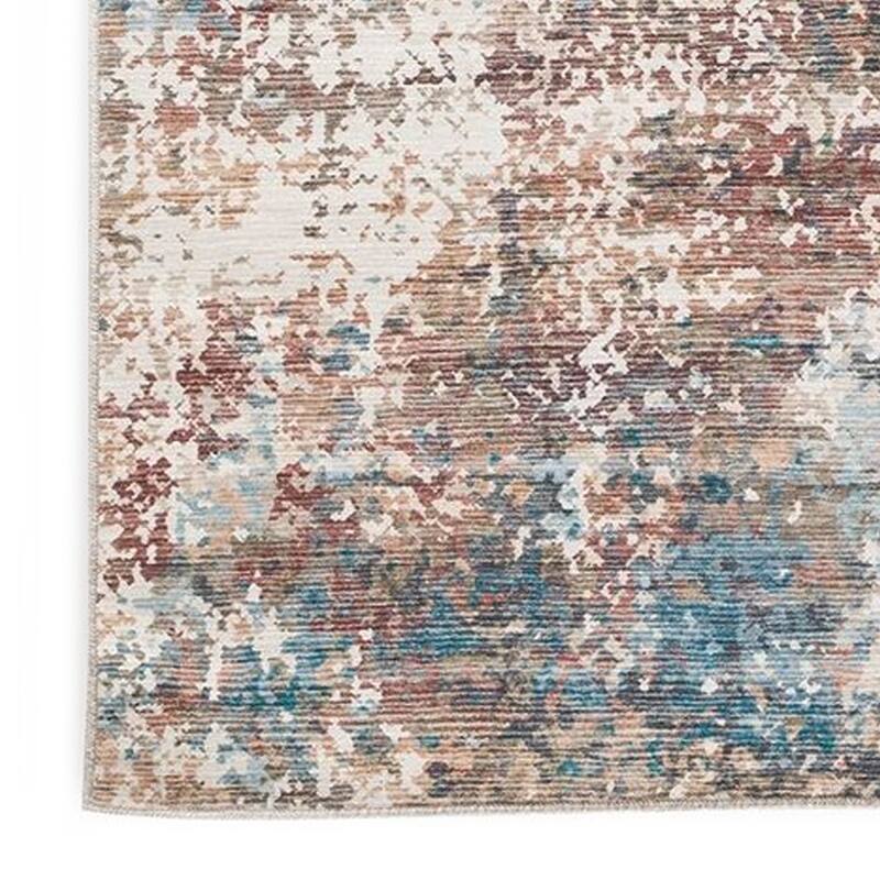 Bea 8 x 10 Large Area Rug, Machine Woven Abstract Pattern, Brown Blue - 8' x 10'