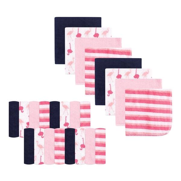 slide 1 of 1, Luvable Friends Baby Girl Super Soft Bundle Washcloths, Flamingo, One Size - Flamingo - One Size