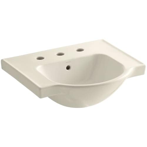 Kohler K-5247-8 Veer 21" Pedestal Bathroom Sink with Three Holes Drilled and Overflow